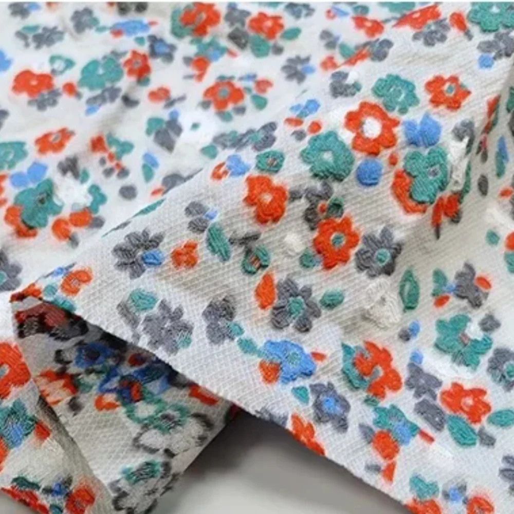 

New Small Floral Organza Jacquard Fabric Puffy Skirt Dress Custom Cloth Diy Sew Sewing Material By The Yard