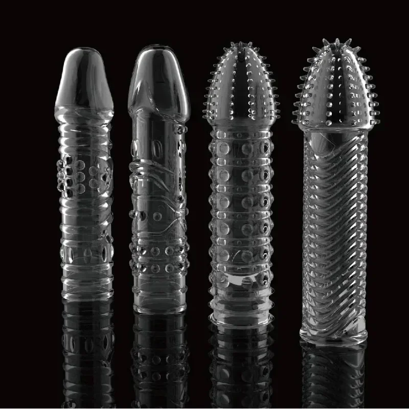 

4PCS/Set Reusable Condom Newest Crystal Cock Rings Adult Sex Products Sex Toys Penis Sleeves Penis Extension Enlargement for Men