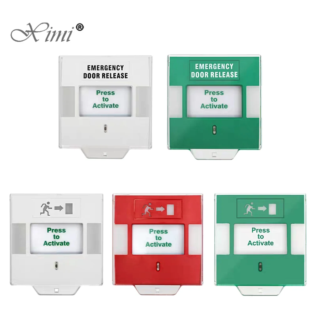 LED Light Fire Emergency Glass Resettable Emergency Release Exit Fire Alarm switch Door Urgent Button Release Switch With Cover