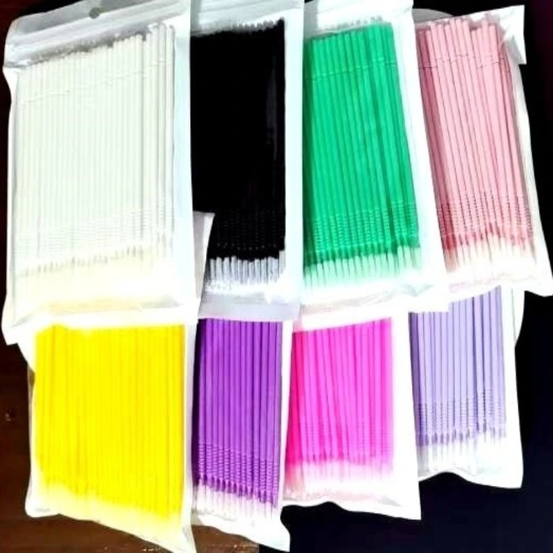 Wholesale 100pcs Brushes Lash  Long Head Bendable Micro  Extensions Eyelash Glue Cleaning Brush for Eyelashes