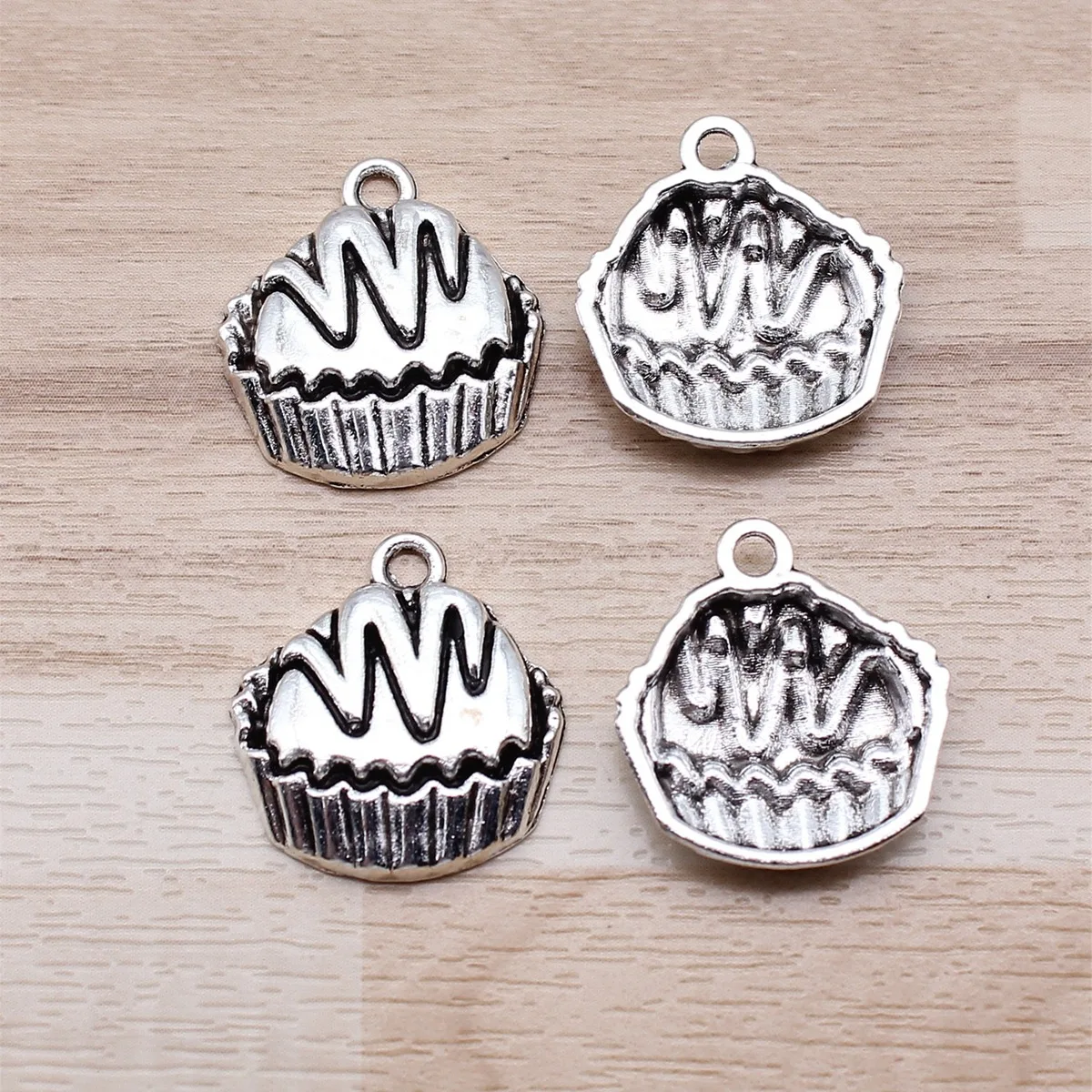 IFOCUS 10pcs/Lot Cupcakes Charms For DIY Jewelry Making Zinc Alloy 20x19mm/0.79x0.75inch