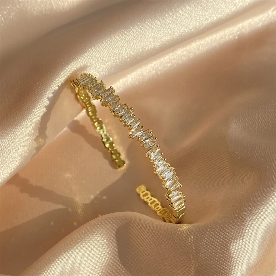 3pcs AAA Cubic Zirconia Adjustable Open Bangle Bracelets