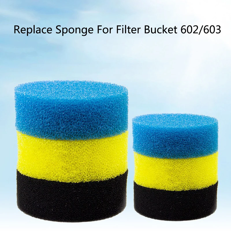 3Pcs Biochemische Aquarium Baumwolle Schwamm Für Filter Eimer 602/603 Aquarium Filtration Schaum Blau Schwämme Aquarium Zubehör