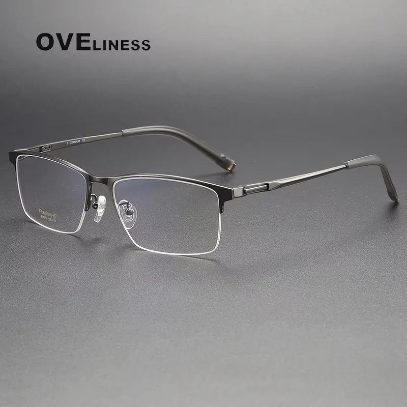 

2025 pure Titanium optical Glasses Frame Men Square Eyeglasses Frames half myopia Prescription Eyewear Spectacles