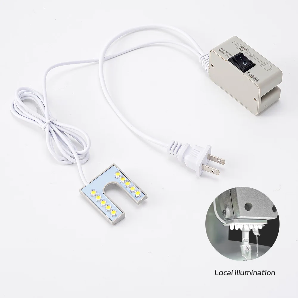 Luz LED en forma de U para máquina de coser, luz de trabajo para mesa, Base magnética para prensas de taladro, bancos de trabajo, 10 unidades