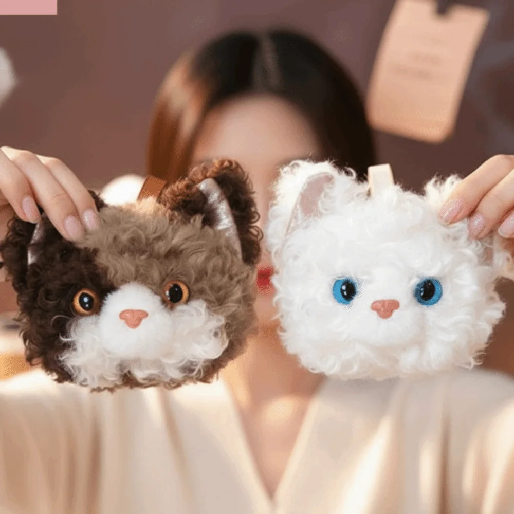 Backpack Ornament Curly Fur Cat Key Chain Soft Cute Kitten Key Ring Mini Miniature Plush Bag Pendant Gift