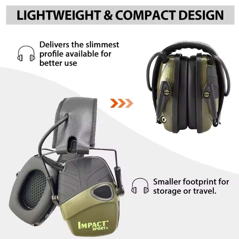 Noise-Cancelling Headphones, Impact Hearing Hunting Original Tactical Electronic Shooting Earmuffs for Outdoor Sports