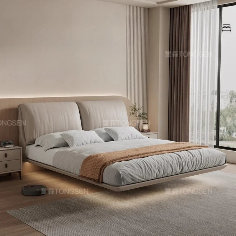 Minimalist Leather Bed Headboard Modern Dining Platform Bed Frame Queen Camas De Matrimonio Dormitorio Bedroom Furnitures