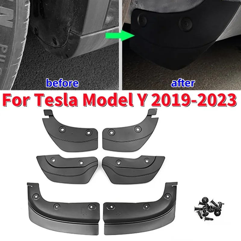 

Car Rear Wheel Mud Flaps Auto Modification Accessories Splash Guards Mud Fenders for Tesla Model Y 2019-2023