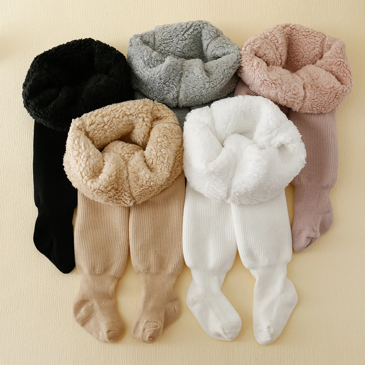 Winterleggings für Kleinkinder, Mädchen, mit Polarfleece-Futter, Streifenmuster, extra dick und warm, Baumwollstrumpfhose, wärmende Strumpfhose für Kleinkinder und Kinder. – Detail 1