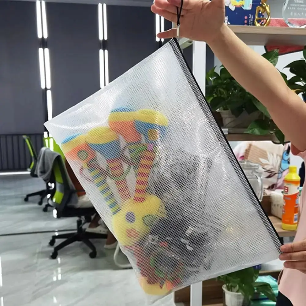 Waterproof Stationery Storage Bag New Large Capacity A4 Mesh Zipper Pouch Zippered File Bags