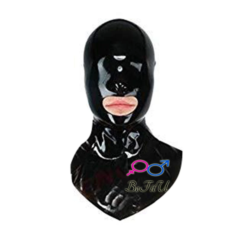 Latex Hoods Seamless Bonnet  Cosplay Mask  No Zipper Flexible Cap Bonnet Fetish Headgear