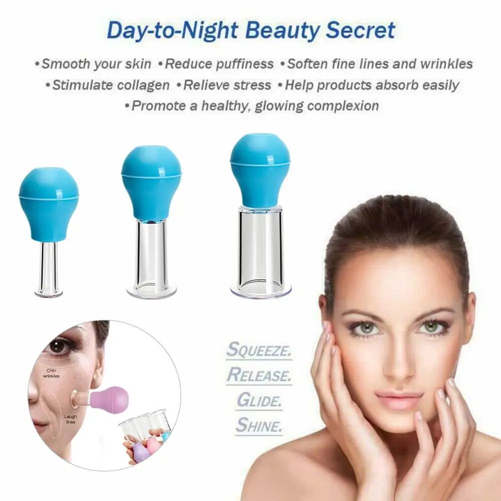 Silikonowe kubki do masażu twarzy Gumowe bańki próżniowe Cellulit Jar Cups Pvc Face Skin Massager Anti Body Lifting Skin Scrapin U2S7