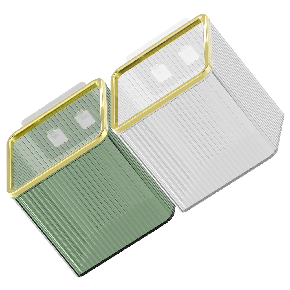

2 Pcs Wall Mounted Storage Box Green Transparent Hanging Basket Bathroom Kitchen Shower Organizer Home Supply Storage Container