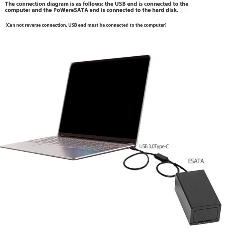 USB Type C To ESATA Converters Cable With 5V Power Supply For External HDD SSDs ODD Drive Fast Speed 5Gbps Data Transfer