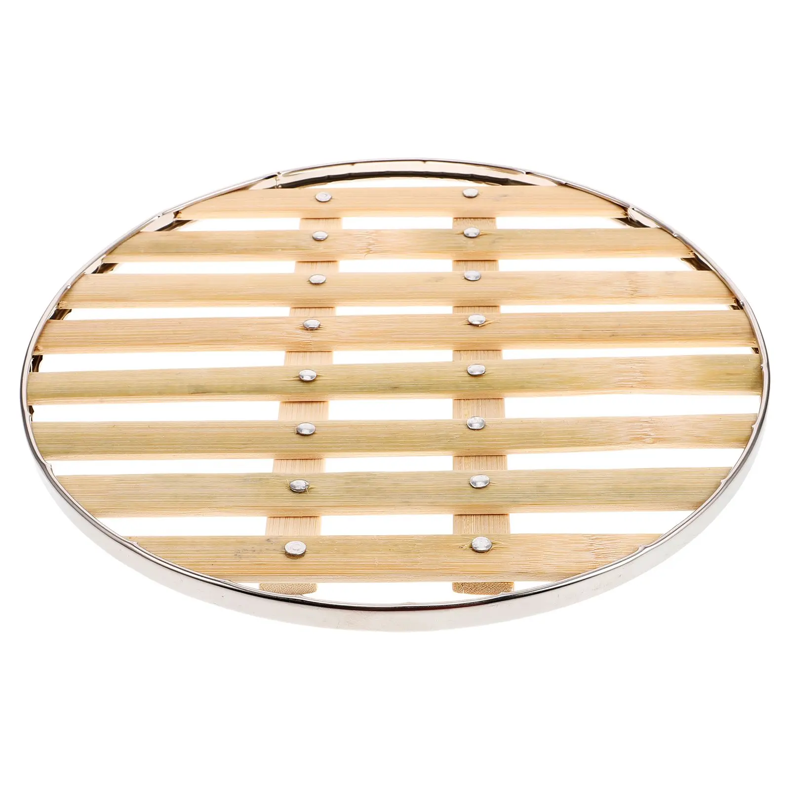 

Stainless Steel Edged Bamboo Steamer 25cm Mesh Rack Ring for Cooking Vegetables Buns Dumplings Large Capacity Reinforced Steel