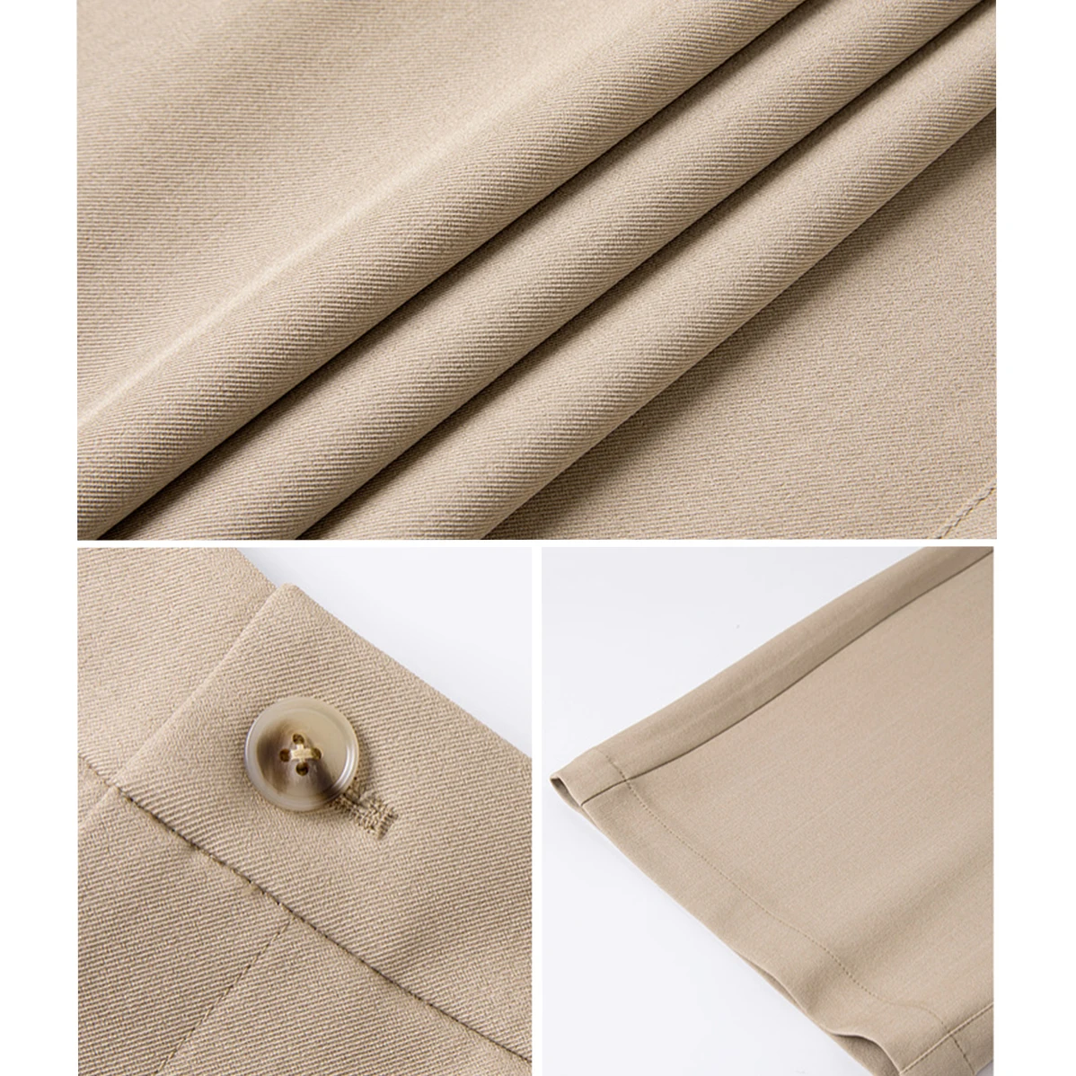 Vimly cáqui calças plissadas outono 2025 mulheres casuais calças de perna larga meados de cintura botões soltos femmes calças roupas femininas a2177