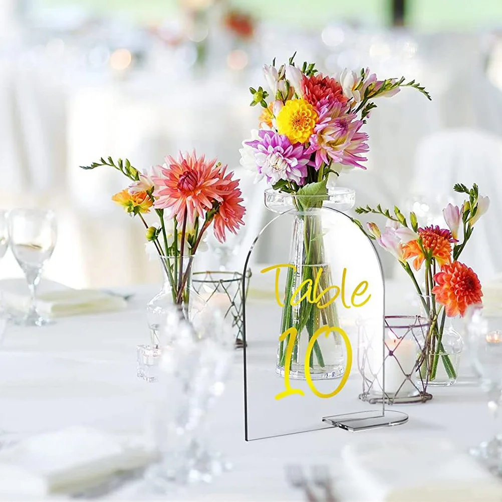

5Set Clear Acrylic Wedding Seating Signs Tabletop Number Stands Stable Easy Cleaning Desktop Wedding Number Rack