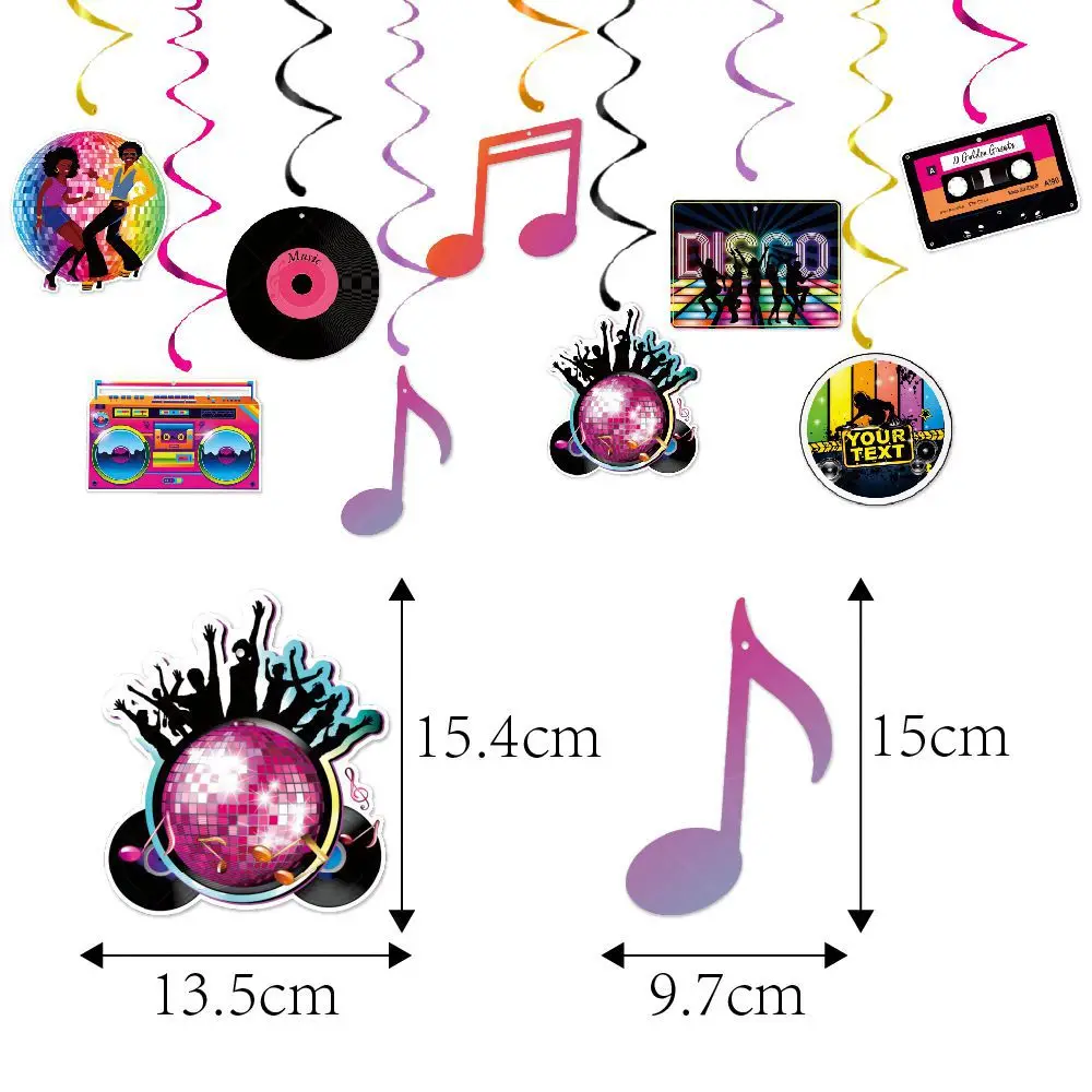 Back To The 80’s 90‘s Party Disco Musical Radio Ceiling Banner Hanging Decor Hip Hop Spiral Flag Carnival Birthday Party Supplie