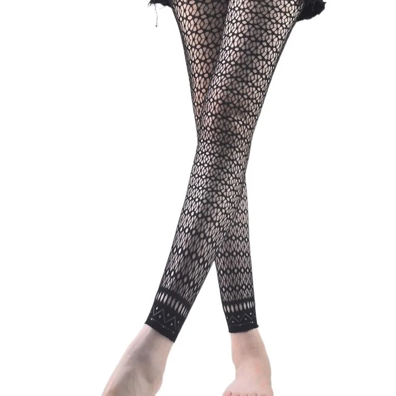 sexy women black fishnet pantyhose tights chic fashion tattoo  stocking Gothic Tights Hosiery ankle-length cropped