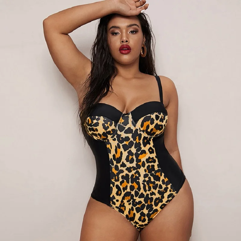 Plus Size Swimsuit 2023 Women Push Up One Piece Swimwear Female Beach Wear Summer Bathers Bathing Swim Suit Solid 4XL