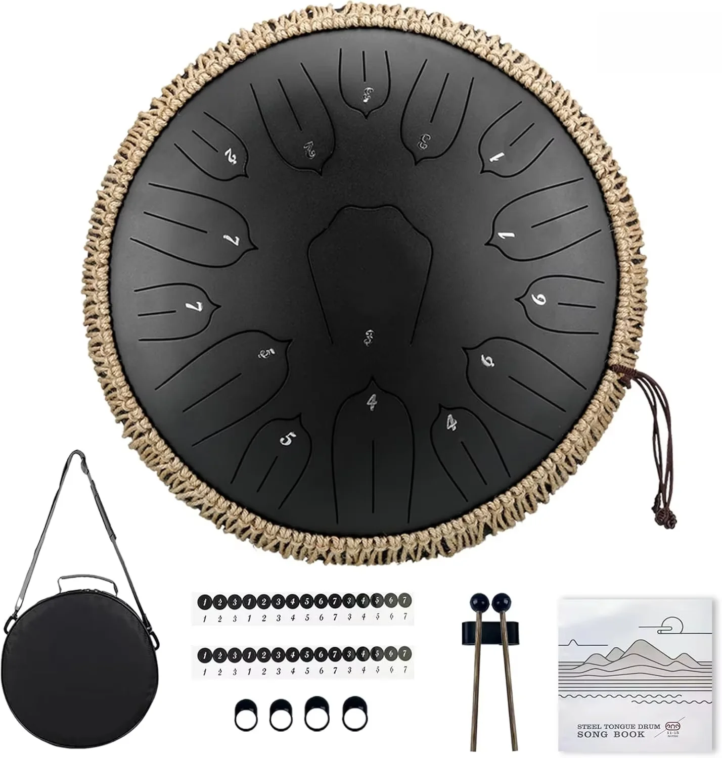 guitar acc Music Drum 15 Notes Glucophone Steel Tongue Drum 13 Inch 15 Notes D Tone Ethereal Drum Percussion Musical Instruments