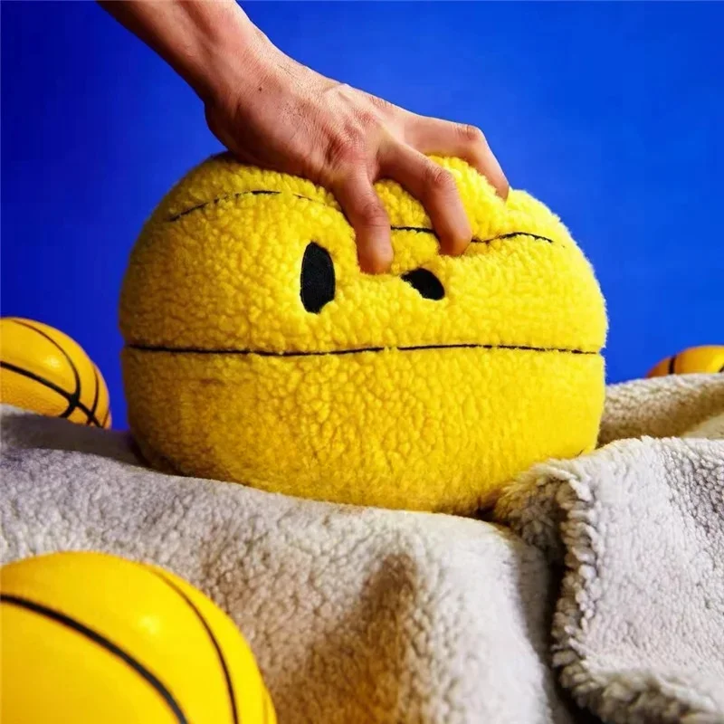 32cm Creative Smile Ball Plush Toy Cute Basketball Pillow Car Home Basketball Doll Smiley Ball Vent Throw Doll Pillow