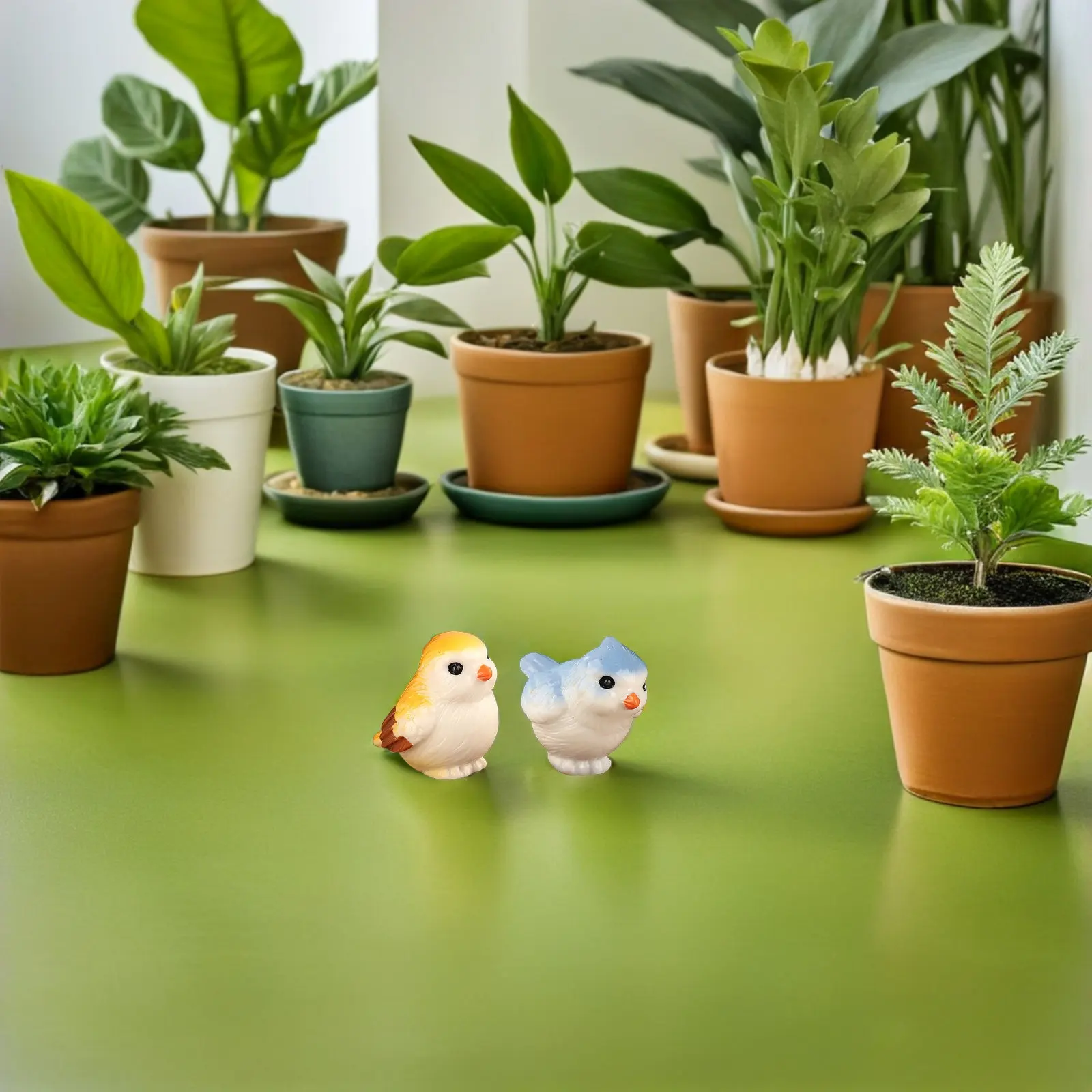 20Pcs Mini Resin Parrot Figurines Whimsical Colorful Small Bird Statues for Fairy Garden Terrarium Microscaping Desk Decoration