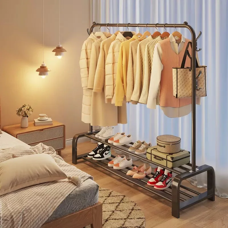 Clothes Hanger Floor Coat Rack Bedroom Drying Rack Simple Clothing Rod Folding Interior Balcony Clothes Hanger Clothes Rack