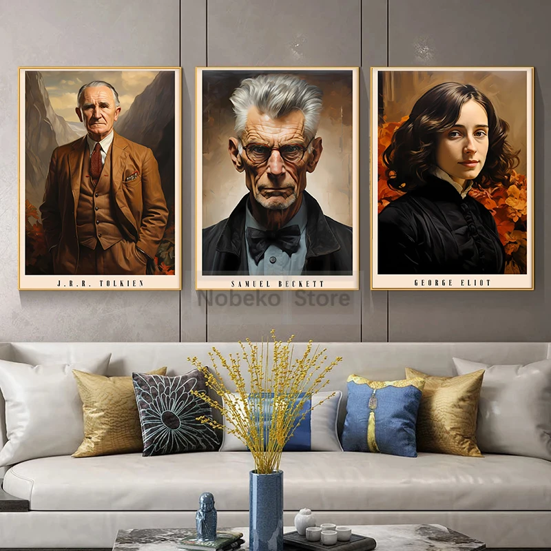 Famous Author Classics Literature Book Art Bookworm Gift Poster and Prints Canvas Painting Wall Art Pictures Home Room Decor