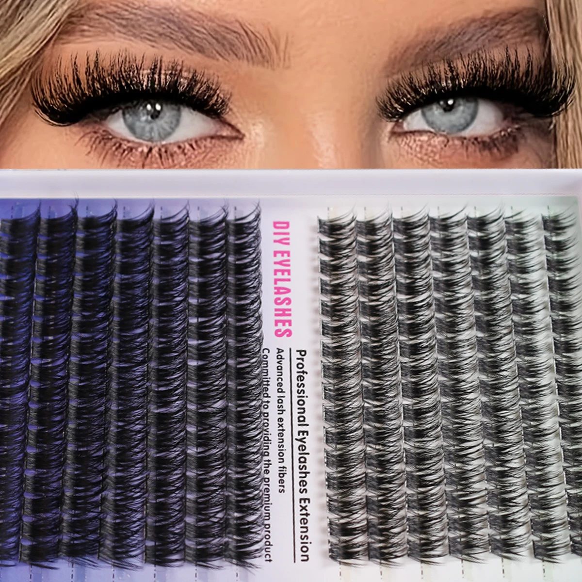 224 fluffy eyelash bundles - ultra thick 60D80D, D-shaped curled edge, 10-16mm eyelash extension band