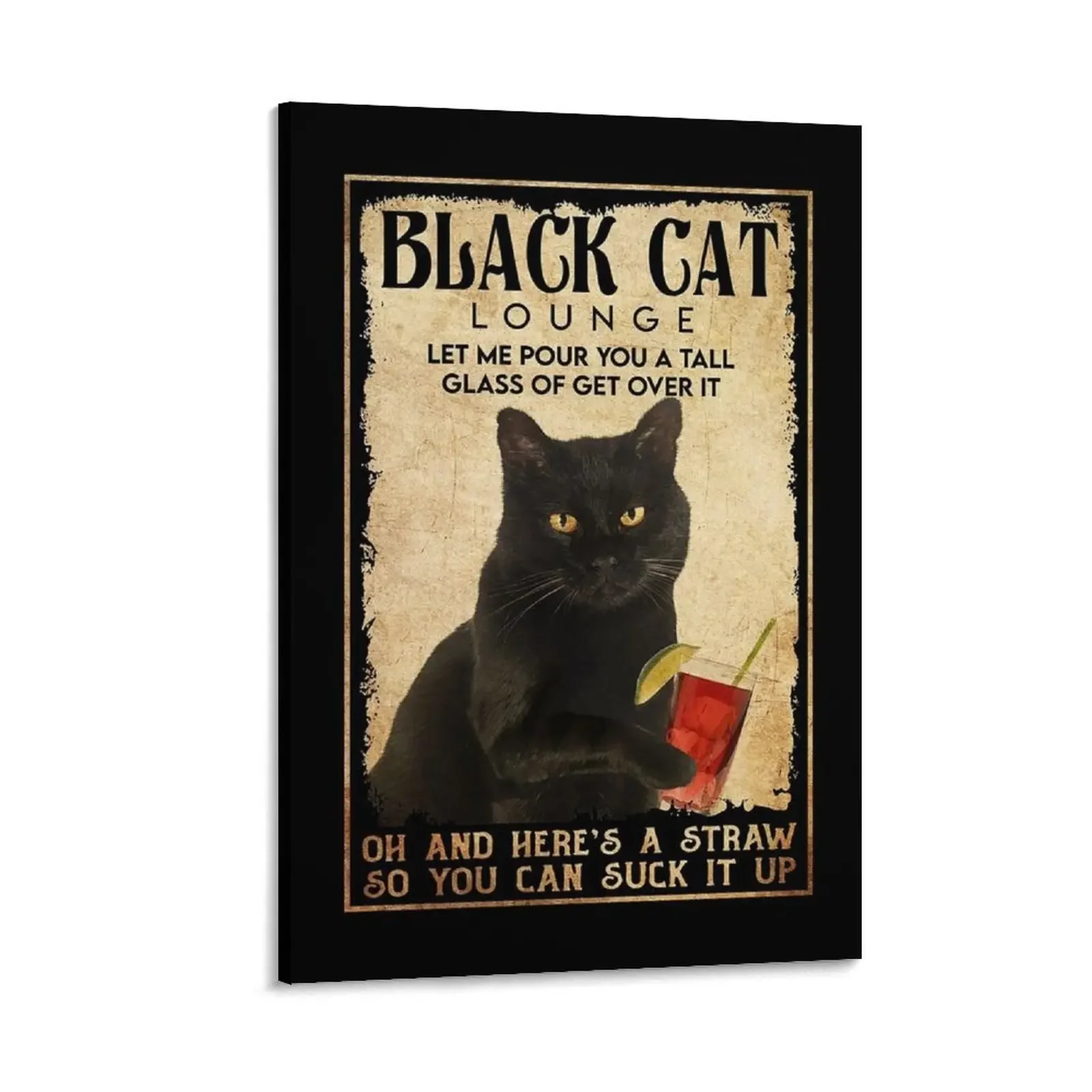

Black Cat Lounge Get Over It Canvas Painting posters for wall stickers & posters