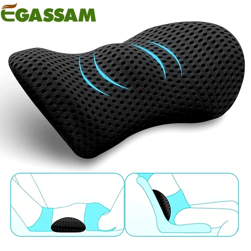 Imagen 1 del producto Almohada de soporte Lumbar para silla de oficina y asiento de coche, almohada de espuma viscoelástica para aliviar el dolor de espalda baja, 1 unidad