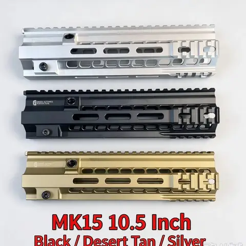 MK15 Tactical Handguard 10.5" Geissele Style 1:1 Replica CNC Machined 6061 Aluminum Full Picatinny Rail for Airsoft AEG 3 Colors