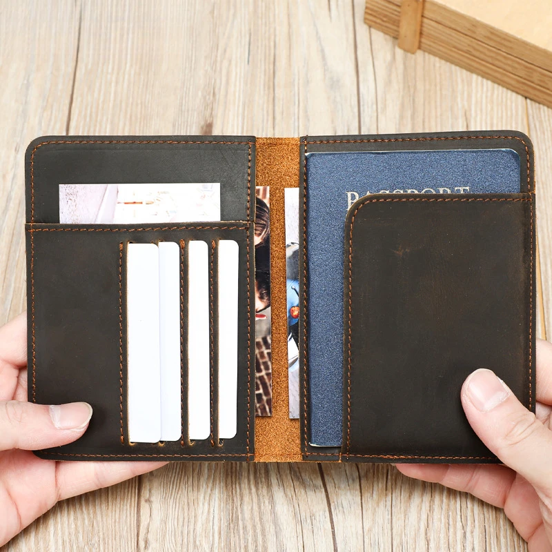 Frenzy Leather Multi-functional Passport Case, Lightweight Passport Protector, Retro Leather Carry-on Coin Card Holder