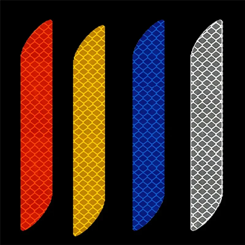 2pcs Car Styling Safety Warning Stickers Decorative Reflective Tape Bumper Door Leaf Board Driving Safety Mark Reflective Tape