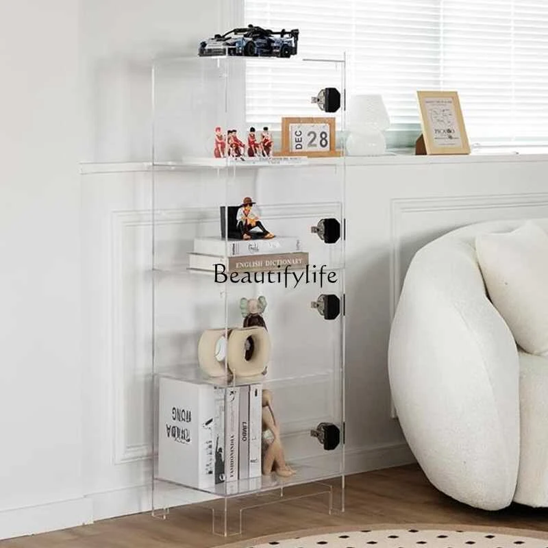 

Light luxury acrylic dust-proof bookcase floor-to-ceiling storage living room multi-layer display cabinet