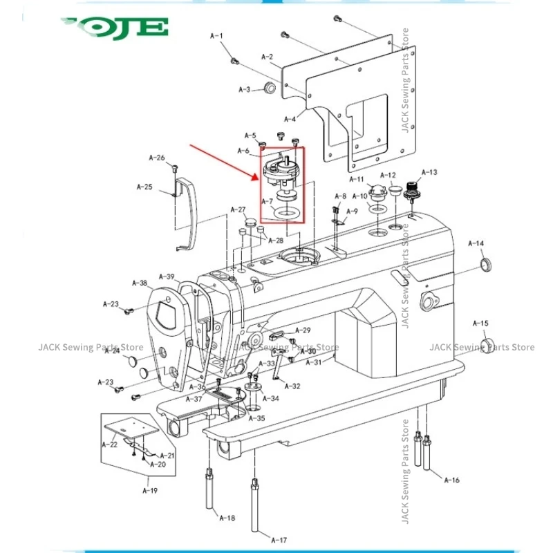 1 peça novo enrolador de rosca original 10031086   Enrolador de bobina 54mm enrolador de linha inferior para zoje zj9703 computador lockstitch costura