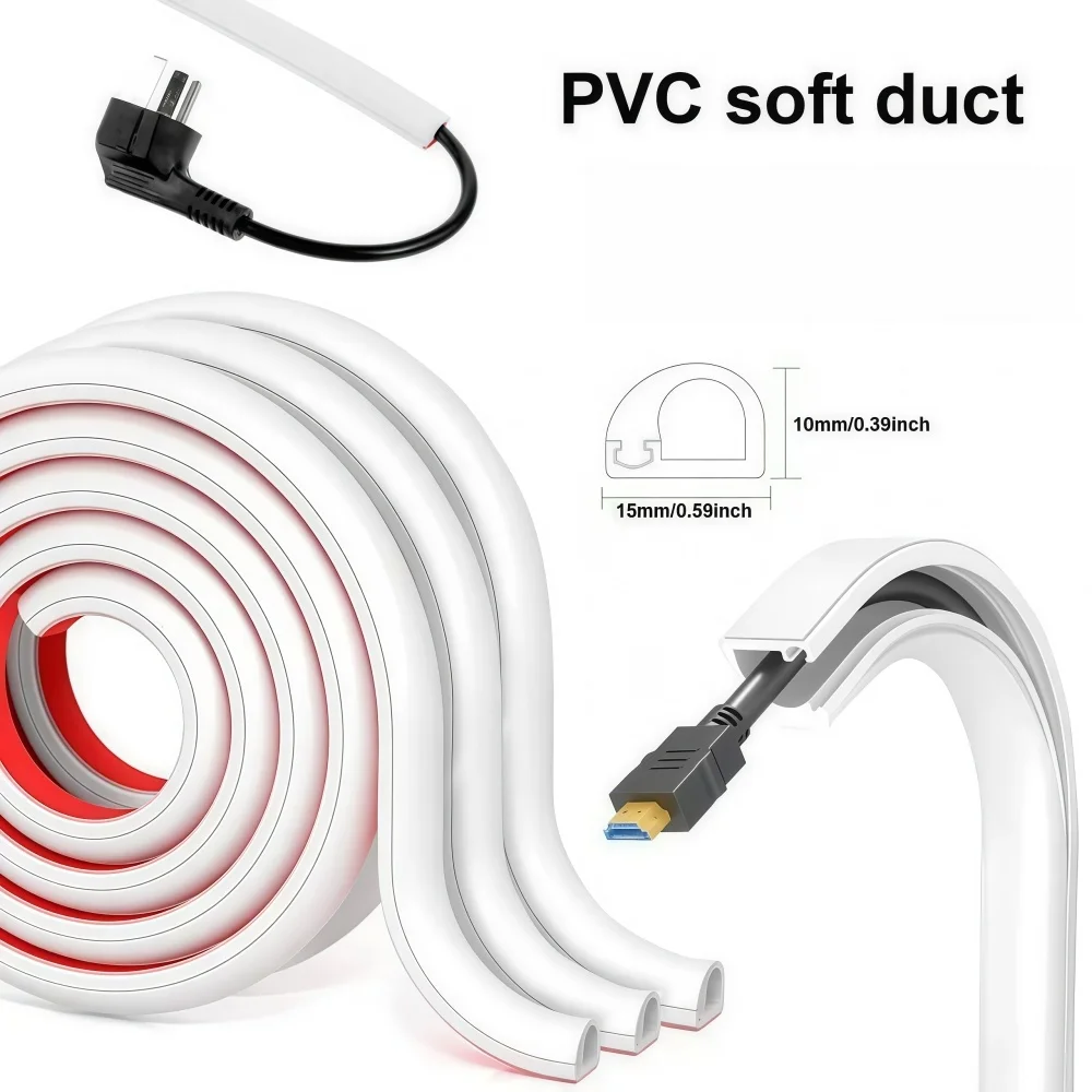 1PC 1/2/3/meters Flexible floor cable cover cord Self-Adhesive wall cord hider internet Wire Duct Duct Slot Cable Manage