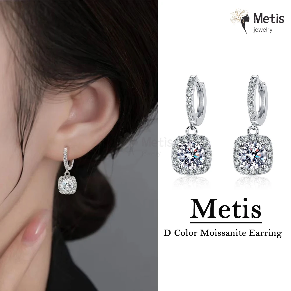 

Metis D Color Moissanite Earring 925 Sterling Sliver Plated with White Gold Earring for Women Wedding Engagement Fine Jewelry