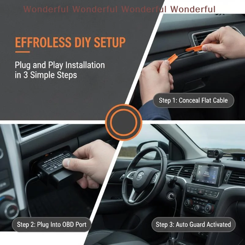 Dash Cam OBD Hardwire Kit Type C Port Support Parking Mode for Long Road Trips Daily Driving Car DVR Use