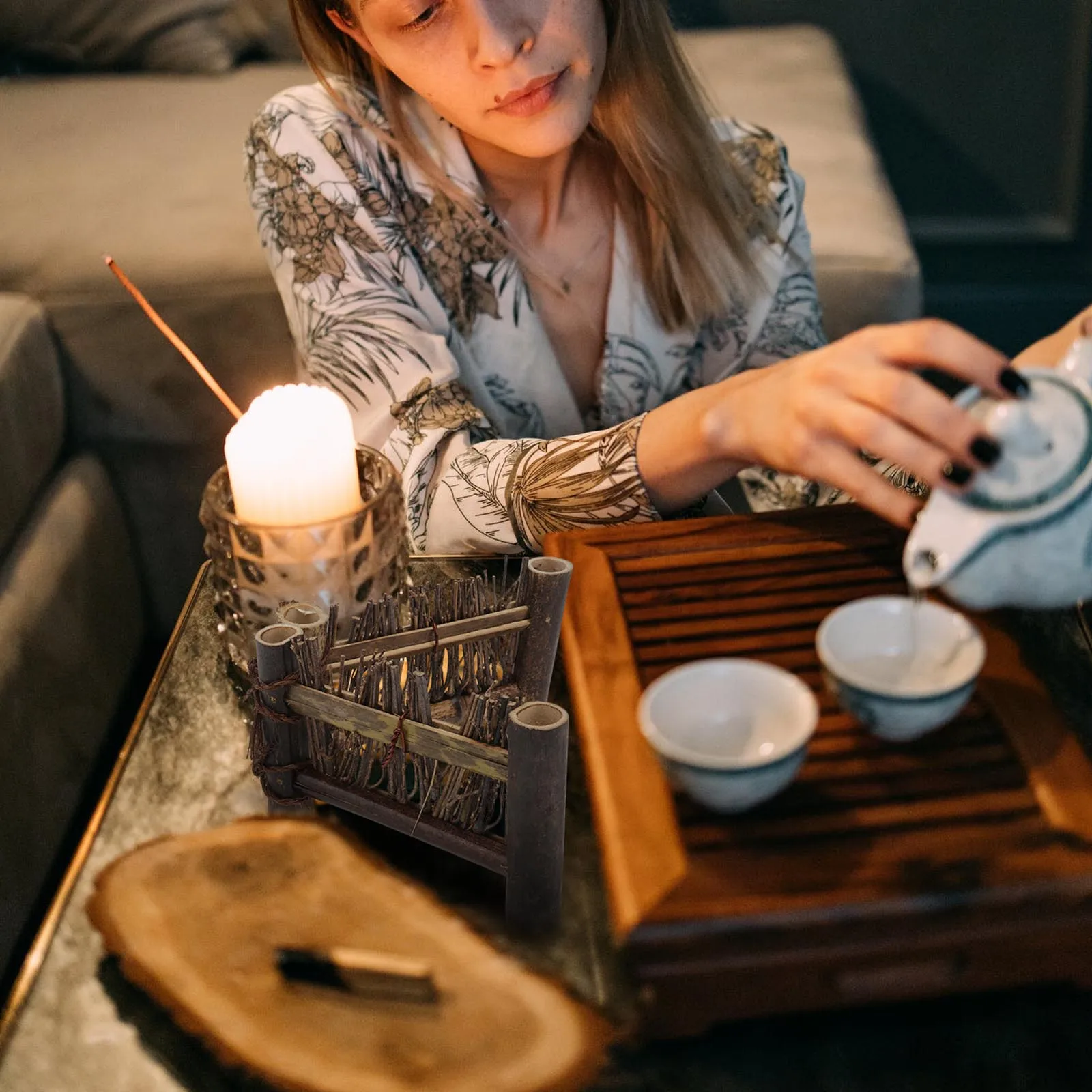 

1pc Bamboo Fence Screen Hand Woven Bonsai Decor For Tea Ceremony Micro Landscape Garden Landscaping Ornament Brown