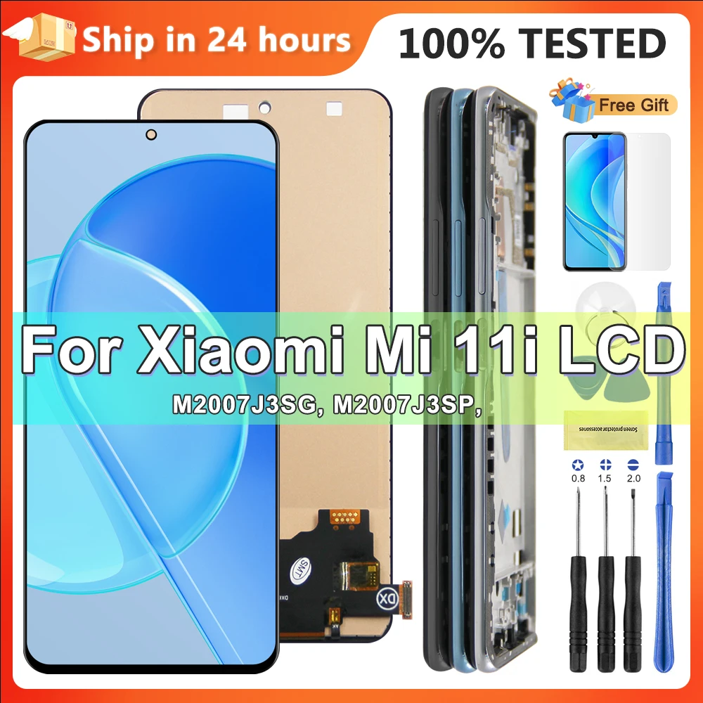 Xiaomi mi 11i,poco f3,redmi k40,k40 pro,100% テスト済みの交換用タッチパネル付きLCDタッチスクリーンディスプレイ