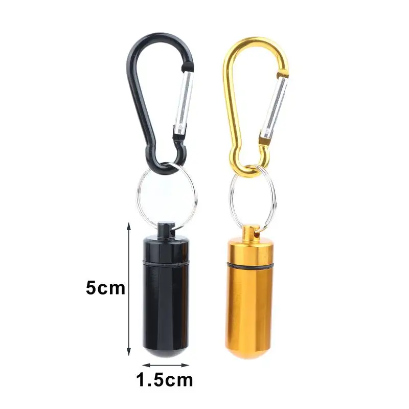 Mini Wasserdichte Tragbare Aluminium-Pillendose Behälter Organizer Aufbewahrung für Vitamine Fischöle Schlüsselanhänger Ohrstöpsel – Detail 9