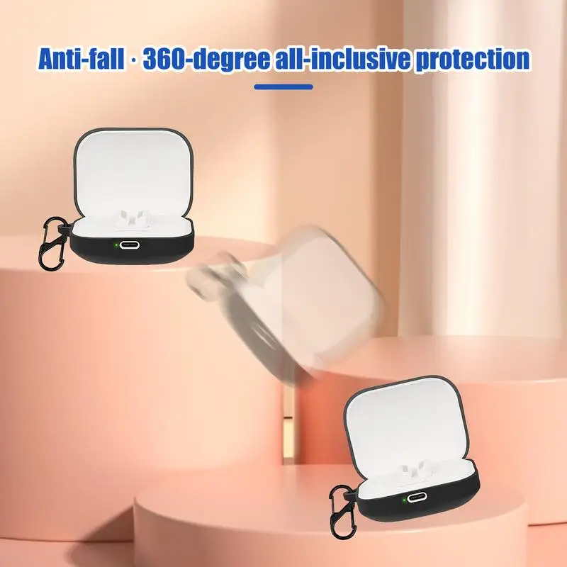 Silicone Case For Redmi Buds 5 Protective Earphone Cover Anti-drop Headset Sleeve With Carabiner For Blue Tooth Earphones