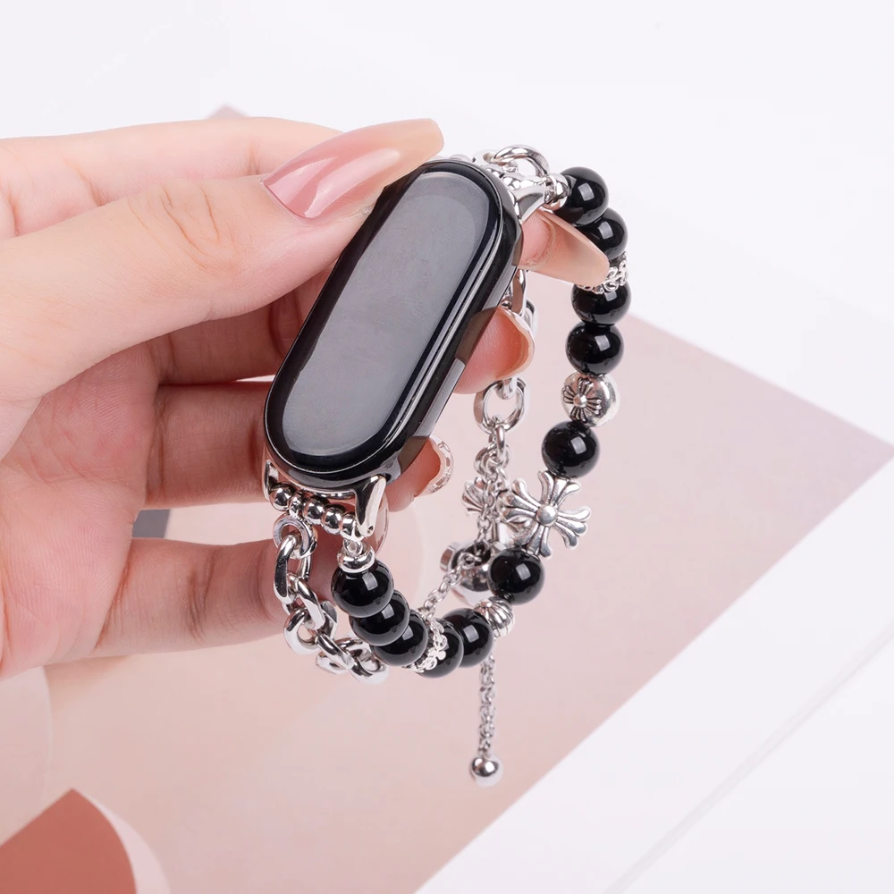 Dressy Jewelry Bracelet for Xiaomi Smart Band 9 / Mi Band 8 Wristband Elegant Watchband for Xiaomi Smart Band 8 NFC Metal Chain