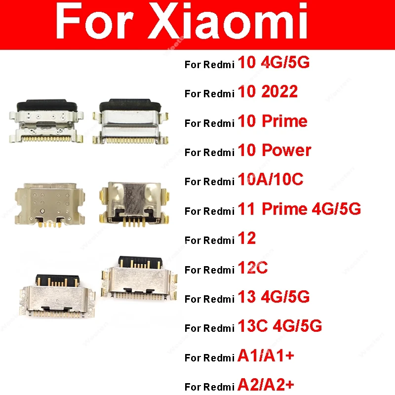

For Xiaomi Redmi 10 10A 10C 11 12 12C 13 13C 14C A1 A2 4G 5G USB Port Dock Contactor Small Parts Replacement Repair