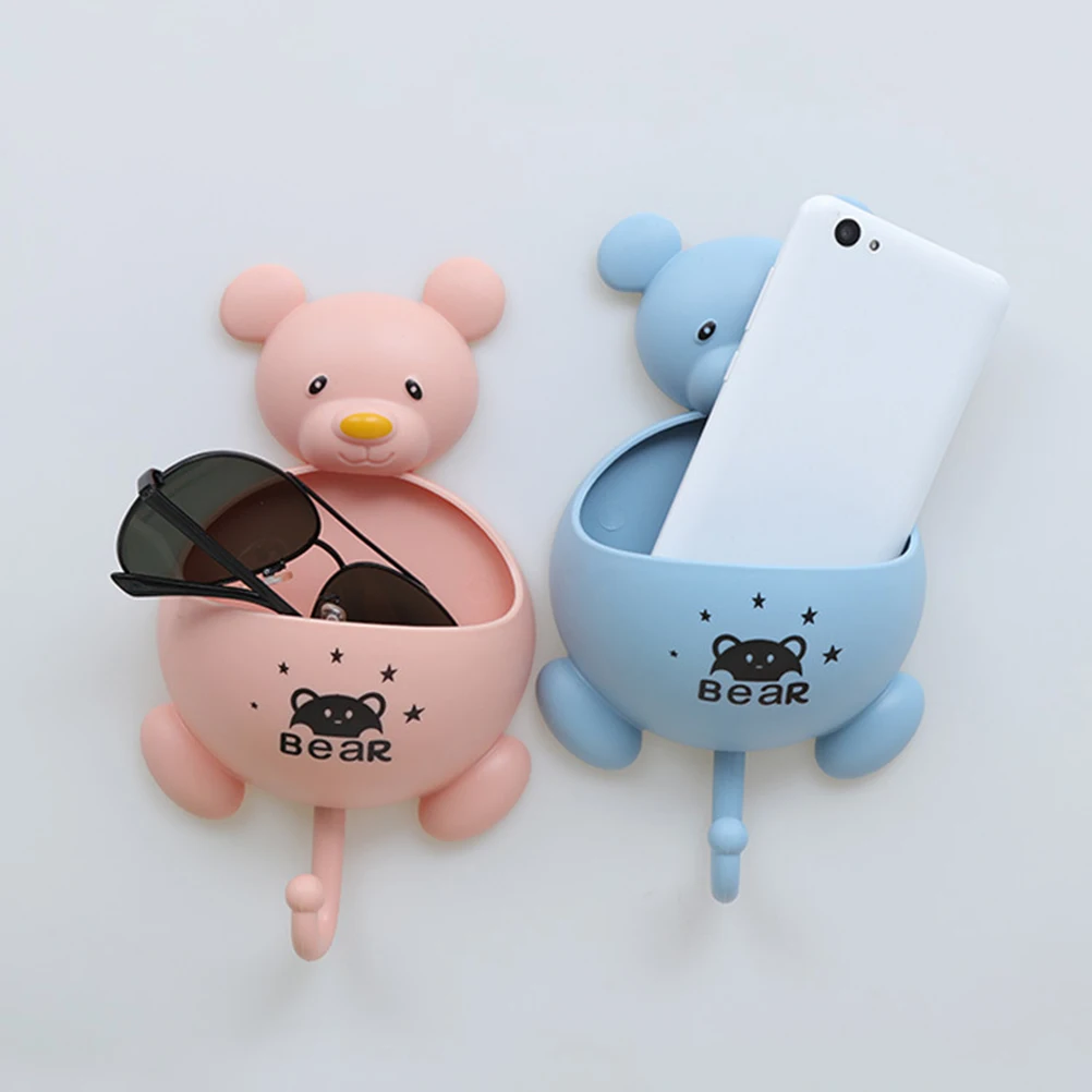 

2 PCS Suction Cup Bear Storage Box Rack Toothpaste Holder Multifunction Sucktion Container Toothbrush