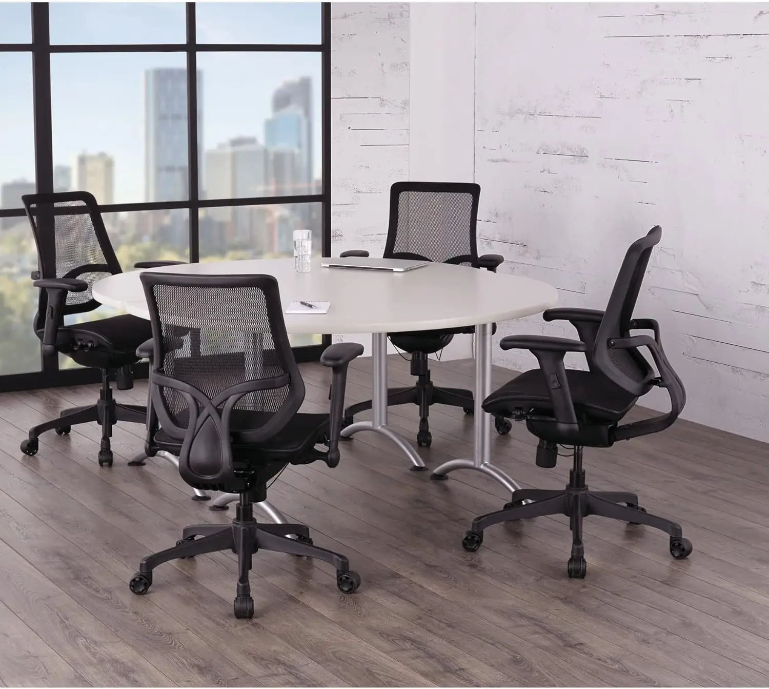 1000 Series Ergonomic Mesh/Mesh Mid-Back Task Office Chair, Black/Black, BIFMA Compliant