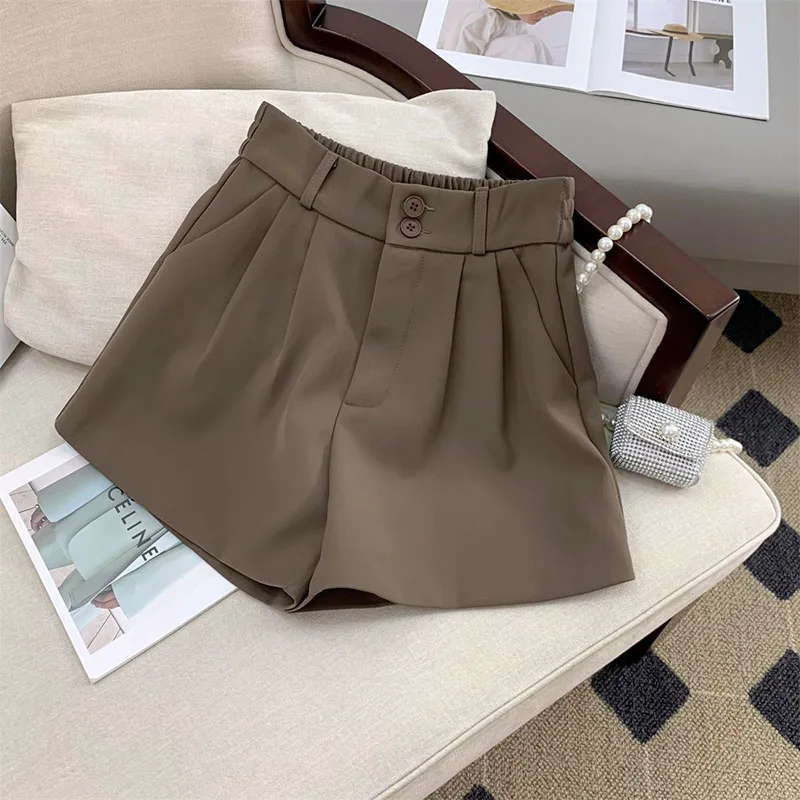 Wide Leg Suit Shorts for women Korean High Waist Office Lady Casual Shorts Y2K Summer Loose Streetwear All-match Short Pants